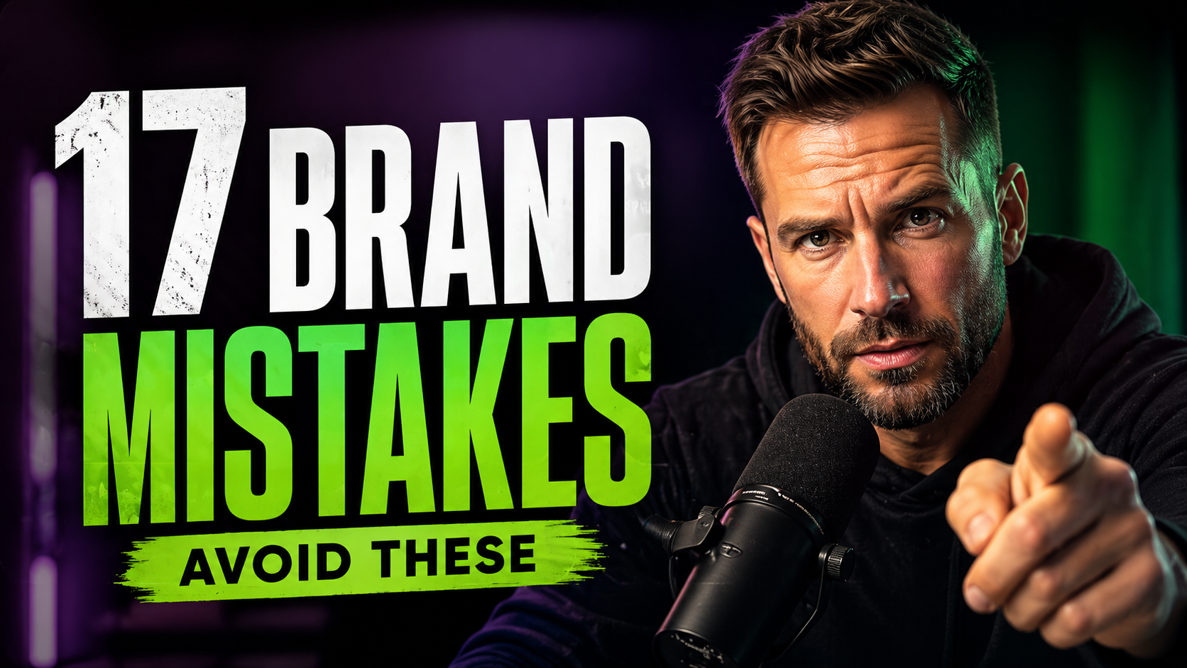 High CTR creator podcast thumbnail with 17 Brand Mistakes hook